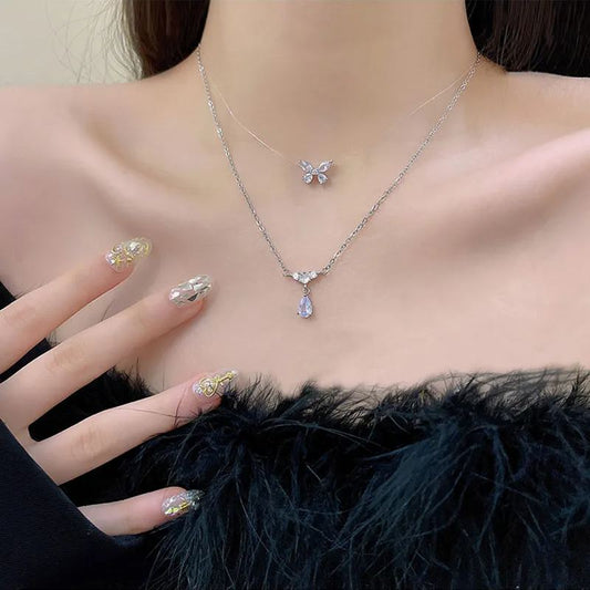 🎀Bow Tear Drop Zircon Necklace