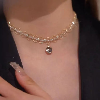 French Metal Lace Zircon Pendant