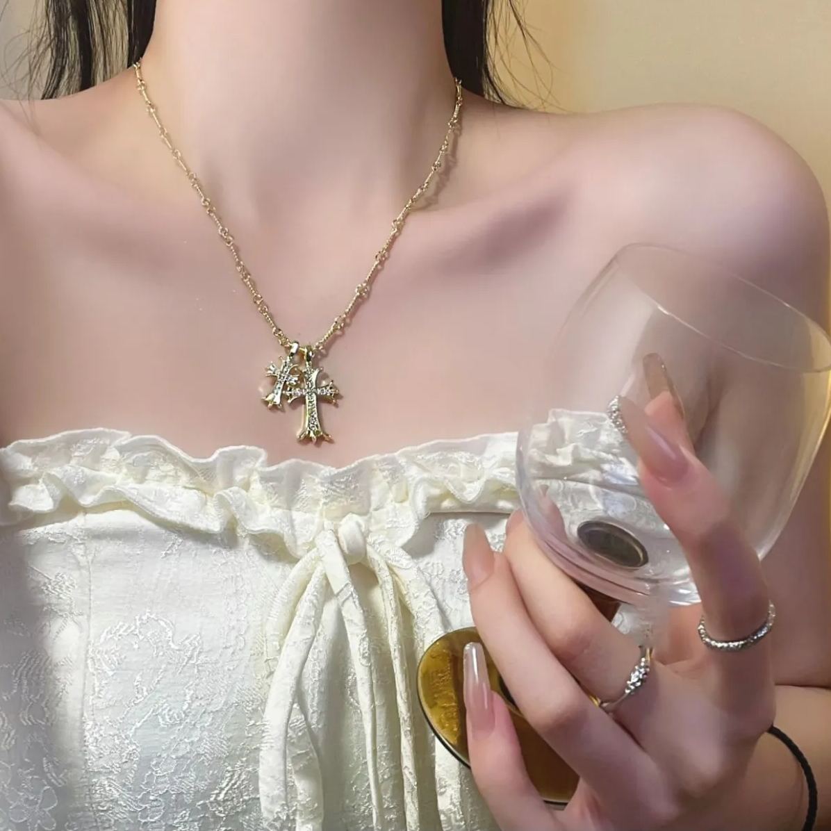 Double Cross Necklace