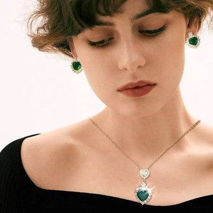 Heart Shaped Necklace Earrings Set
