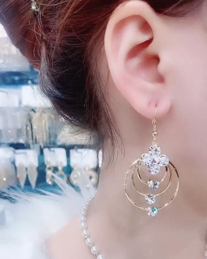 🎄CHRISTMAS HOT SALE❄-Hollow Geometric Zircon Circle Earrings