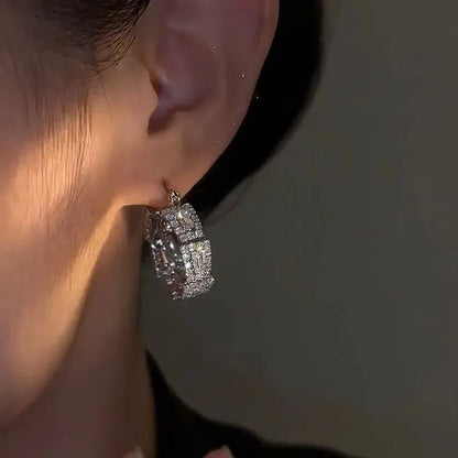 French Zircon Hoop Earrings