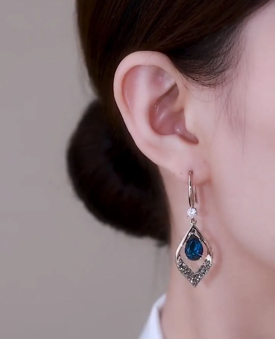 🎄CHRISTMAS HOT SALE❄-Geometric Blue Water Drop Zircon Earrings
