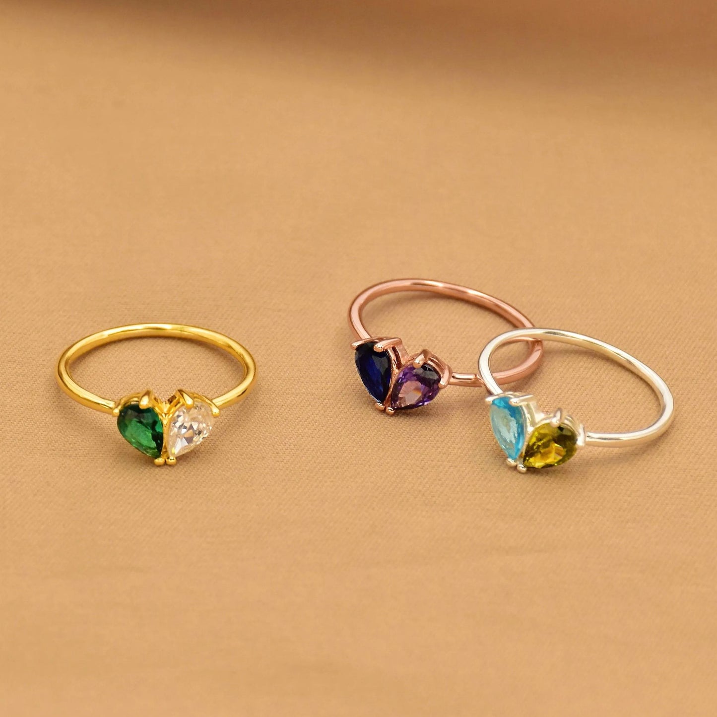 For Love - Custom Heart Birthstone Ring