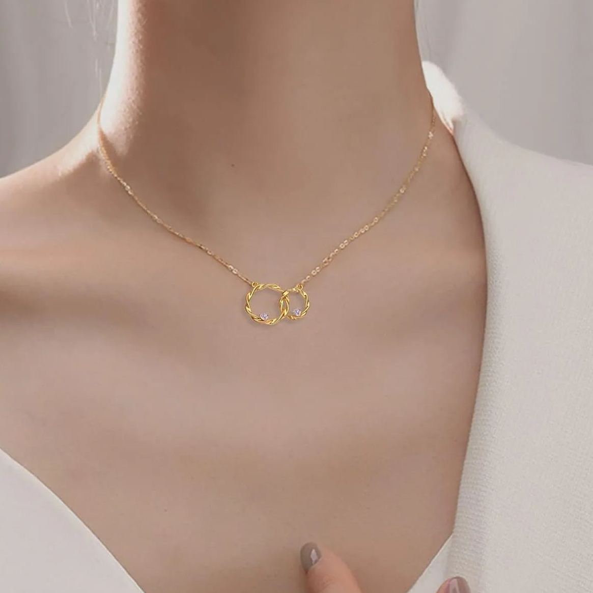FOR MY DAUGHTER - I ALWAYS WITH YOU DOUBLE CIRCLE NECKLACE
