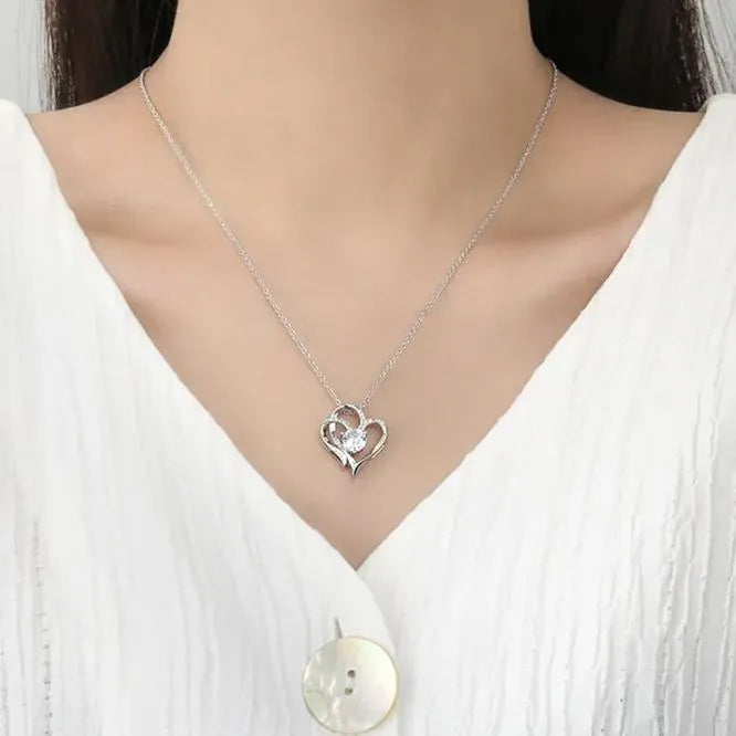 For Daughter -I Love You Forever Heart Diamond Necklace