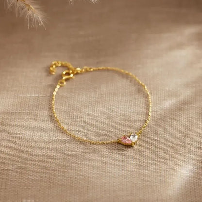 MOTHER AND DAUGHTER FOREVER LINKED TOGETHER CUSTOM HEART BIRTHSTONES BRACELET