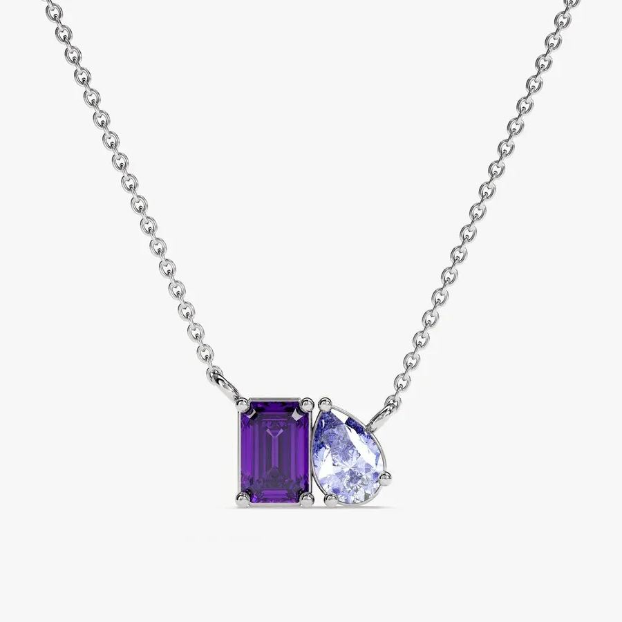 MOTHER AND DAUGHTER FOREVER LINKED TOGETHER CUSTOM BIRTHSTONES NECKLACE