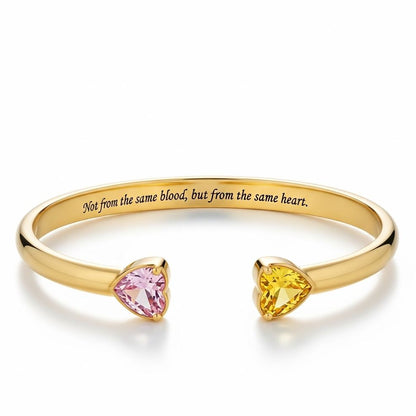For Friend - Custom Double Heart Birthstones Bracelet