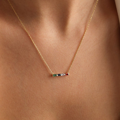 For Friend- Custom Baguette Birthstone Necklace