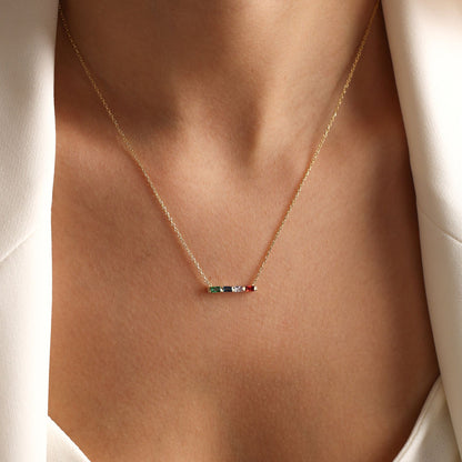 For Friend- Custom Baguette Birthstone Necklace