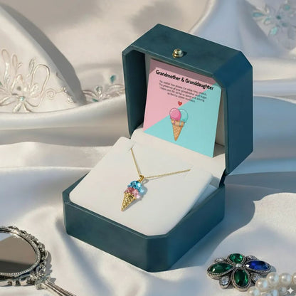 For Granddaughter- Custom Sweet Ice Cream Birthstones Necklace