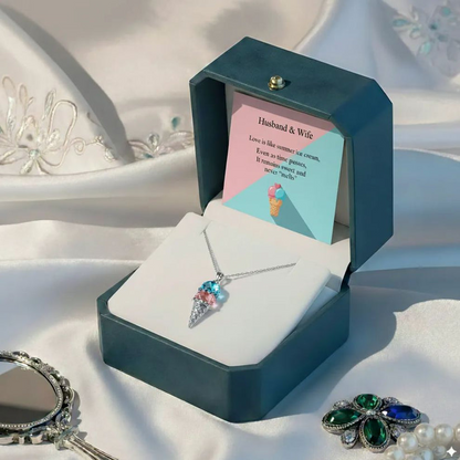 Mother's  Sweet Ice Cream Custom Birthstones Necklace