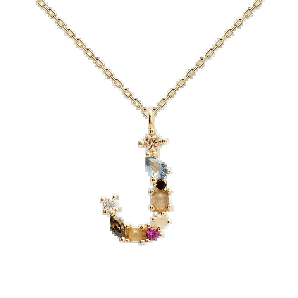 Multi Gemstone Alphabet Necklace