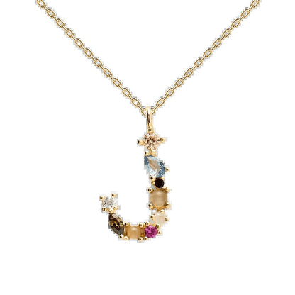 Multi Gemstone Alphabet Necklace