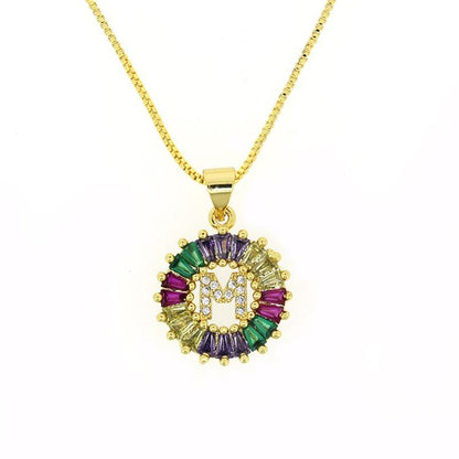 THE BEST GIFT - RAINBOW INITIAL LETTERS PENDANT NECKLACE