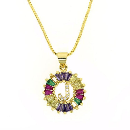 THE BEST GIFT - RAINBOW INITIAL LETTERS PENDANT NECKLACE