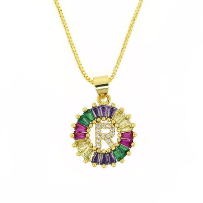 THE BEST GIFT - RAINBOW INITIAL LETTERS PENDANT NECKLACE