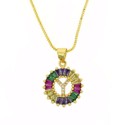 THE BEST GIFT - RAINBOW INITIAL LETTERS PENDANT NECKLACE