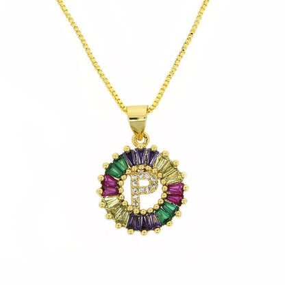 THE BEST GIFT - RAINBOW INITIAL LETTERS PENDANT NECKLACE