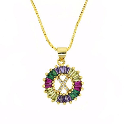 THE BEST GIFT - RAINBOW INITIAL LETTERS PENDANT NECKLACE