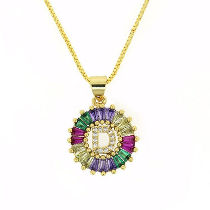 THE BEST GIFT - RAINBOW INITIAL LETTERS PENDANT NECKLACE