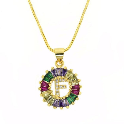 THE BEST GIFT - RAINBOW INITIAL LETTERS PENDANT NECKLACE
