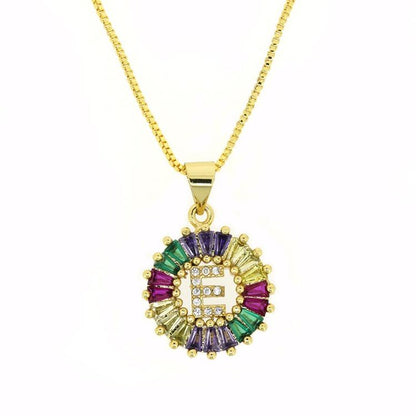 THE BEST GIFT - RAINBOW INITIAL LETTERS PENDANT NECKLACE