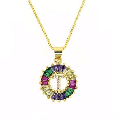 THE BEST GIFT - RAINBOW INITIAL LETTERS PENDANT NECKLACE