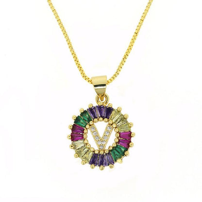 THE BEST GIFT - RAINBOW INITIAL LETTERS PENDANT NECKLACE