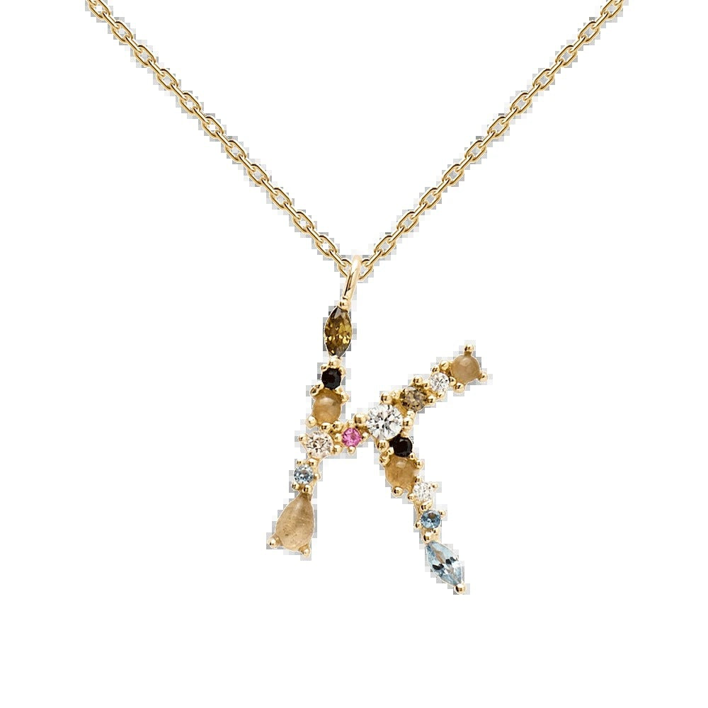Multi Gemstone Alphabet Necklace