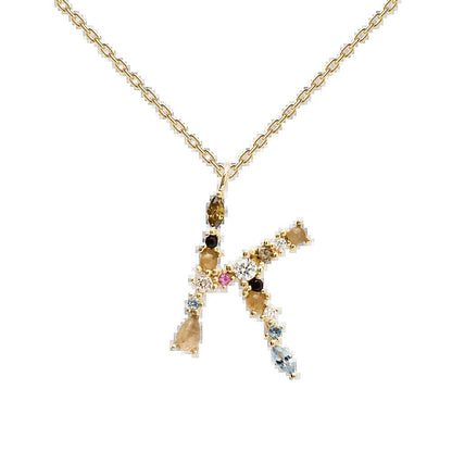 Multi Gemstone Alphabet Necklace