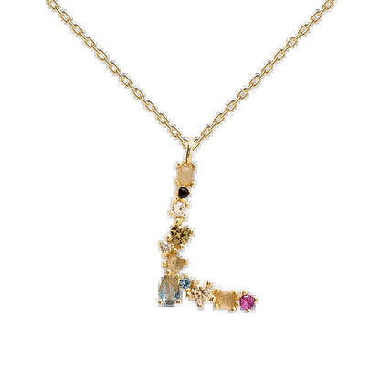 Multi Gemstone Alphabet Necklace
