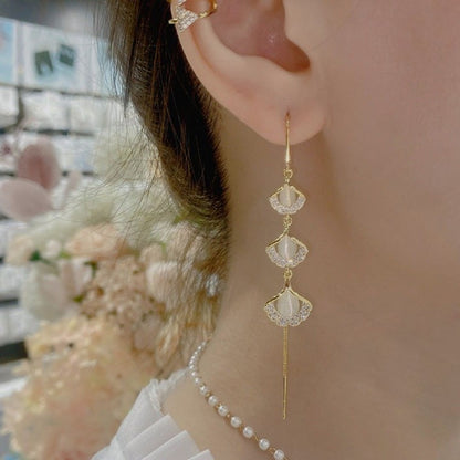 - Ginkgo Leaf Tassel Earrings