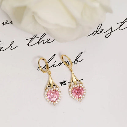 💐 Mother'Day Pre-Sale 💝- Pink Crystal Love Heart Earrings