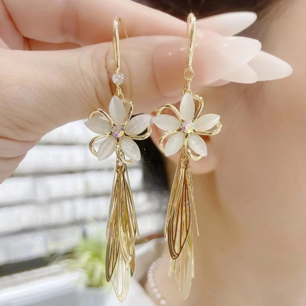 🌹Opal Flower Tassel Earrings