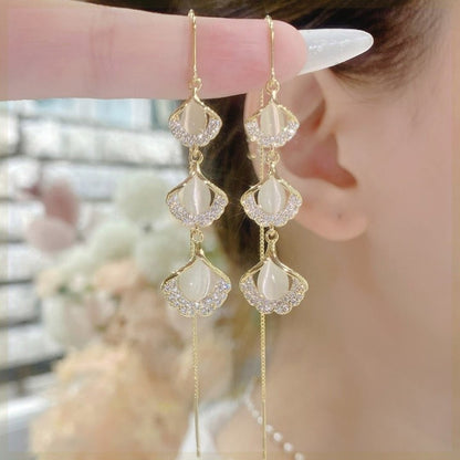 - Ginkgo Leaf Tassel Earrings