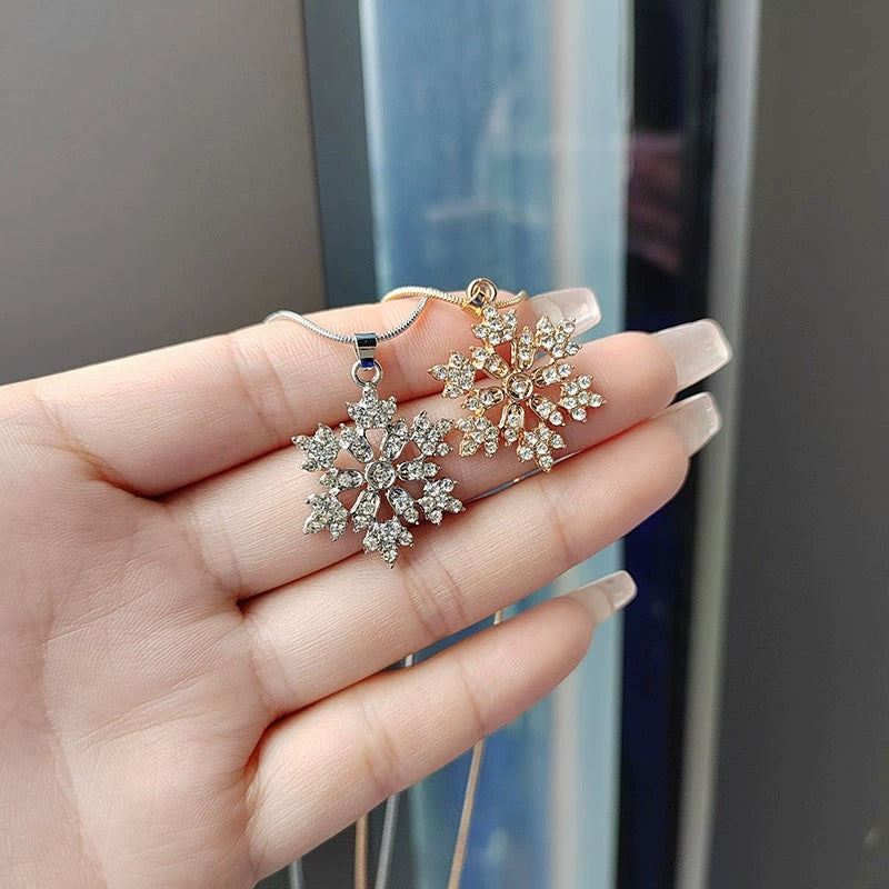 🎁CHRISTMAS PRE SALE 60% OFF🎄 Diamonds Snowflake Earrings Necklace Set