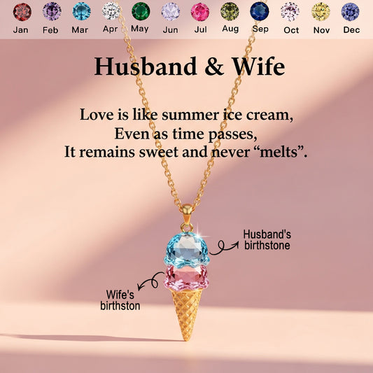 For Love- Custom Sweet Ice Cream Birthstones Necklace