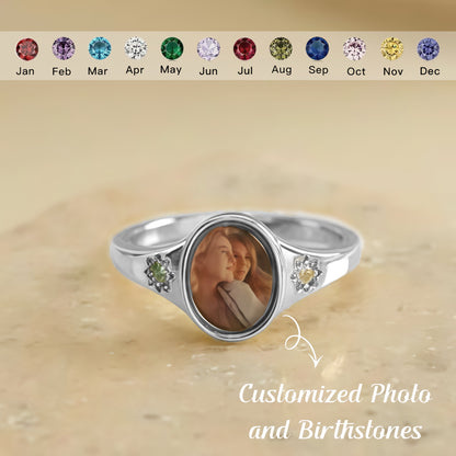 For Love-Photo Birthstone Custom Ring