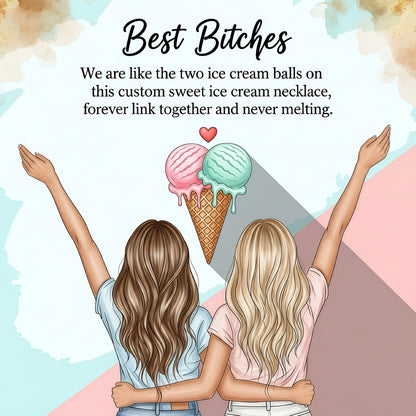 For Friend- Custom Sweet Ice Cream Birthstones Necklace