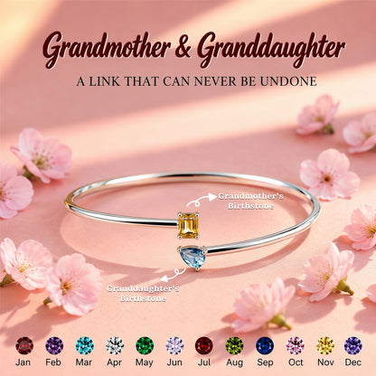 Grandmother And Granddaughter Custom Double Birthstones Bracelet