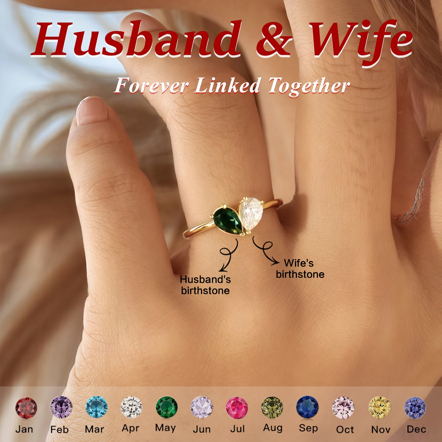 For Love - Custom Heart Birthstone Ring