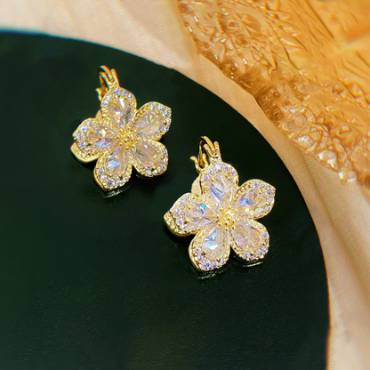 Front and Back Wearable Zircon Flower Earrings