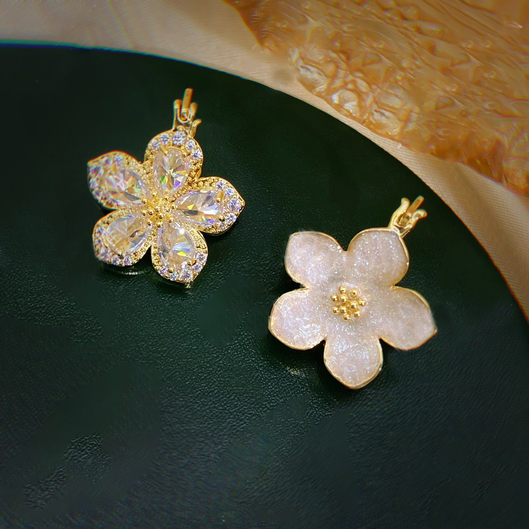 Front and Back Wearable Zircon Flower Earrings