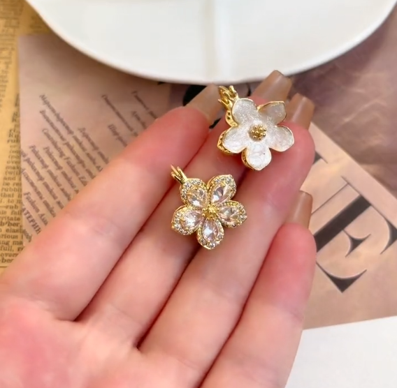 Front and Back Wearable Zircon Flower Earrings
