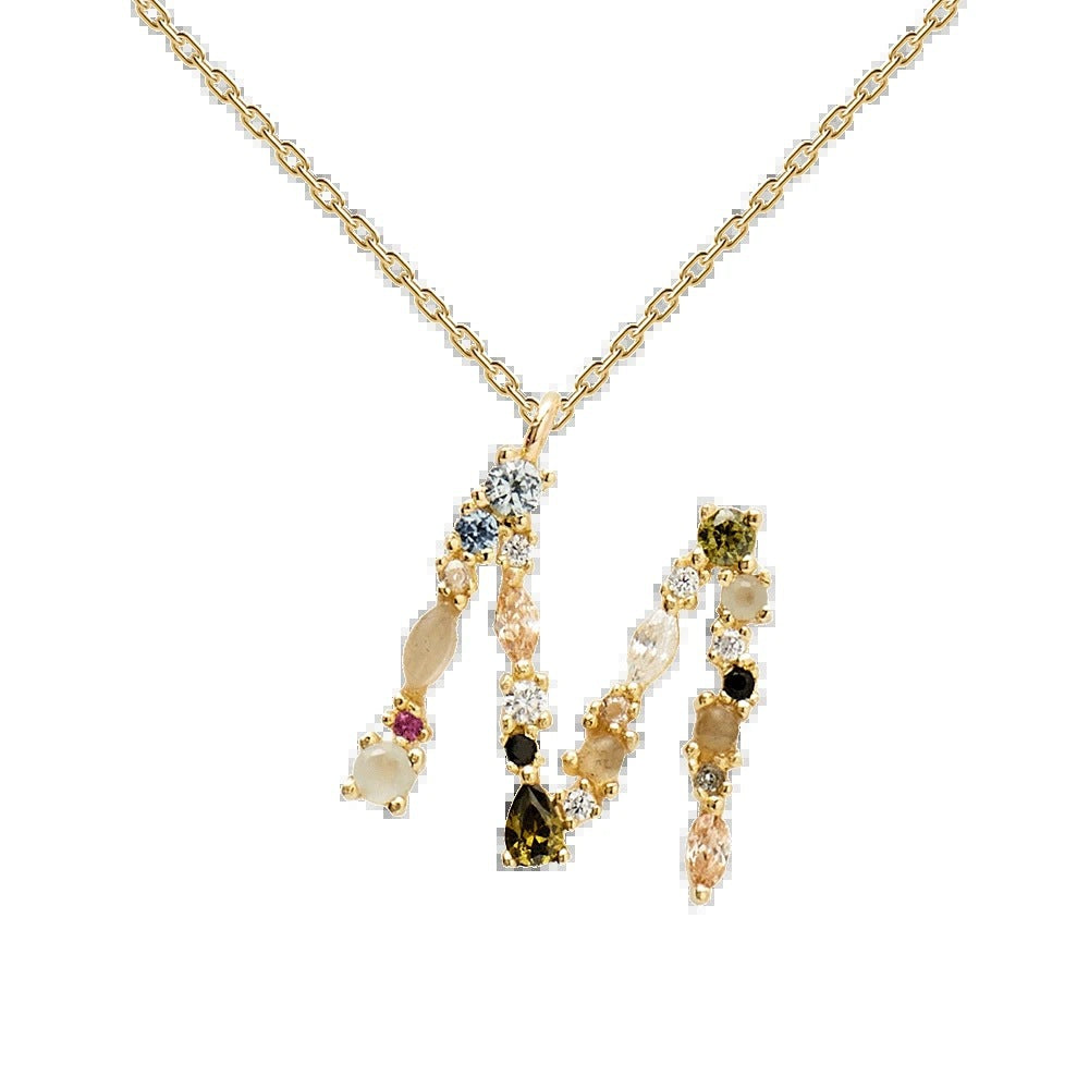 Multi Gemstone Alphabet Necklace