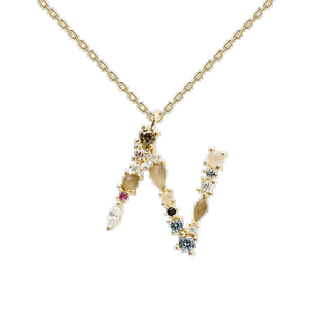 Multi Gemstone Alphabet Necklace