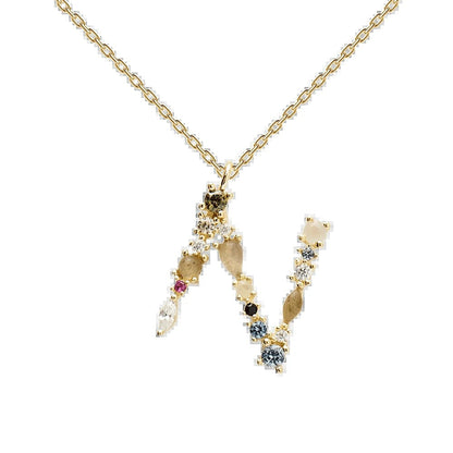 Multi Gemstone Alphabet Necklace