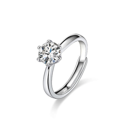 🌊Summer Hot Sale✨-S925 Sterling Sliver Adjustable Full Moissanite Ring